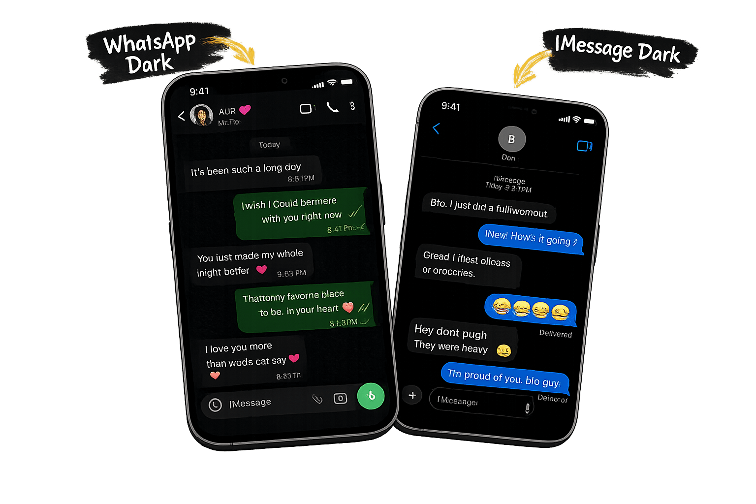 Chat conversation previews on two phones